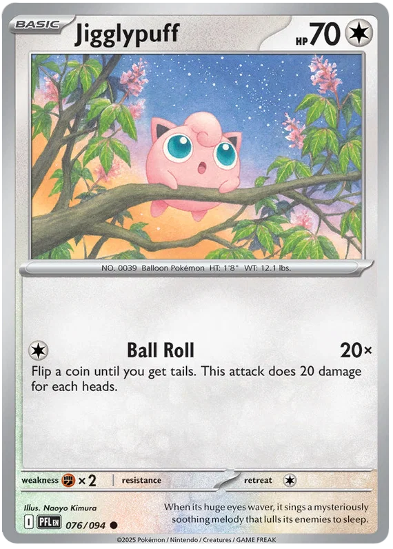 Pokemon Jigglypuff #076 common kaart uit de Phantasmal Flames set