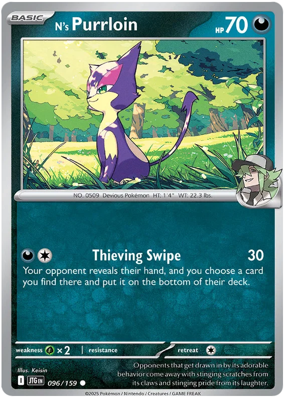 Purrloin common kaart nummer 096 uit de Pokémon Journey Together set