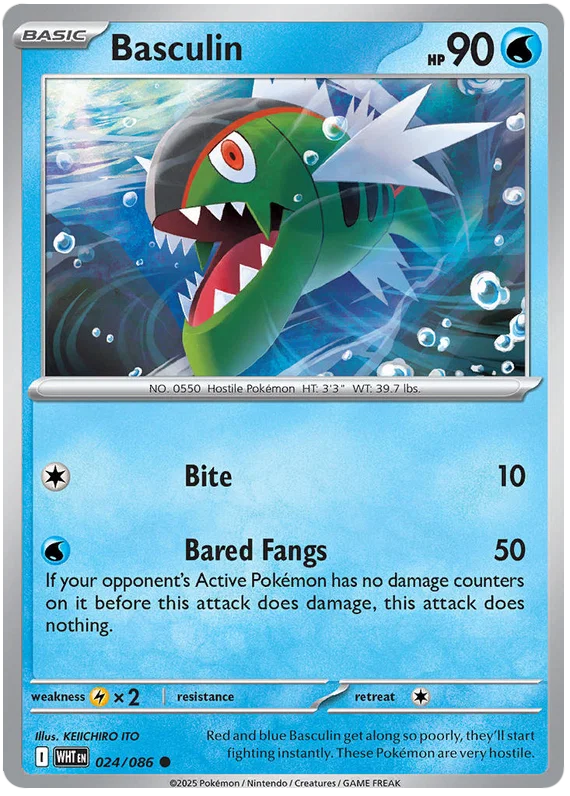 Basculin common Pokémon kaart nummer 024 uit de White Flare set