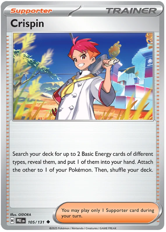 Pokémon kaart Crispin common #105 uit de set Prismatic Evolutions