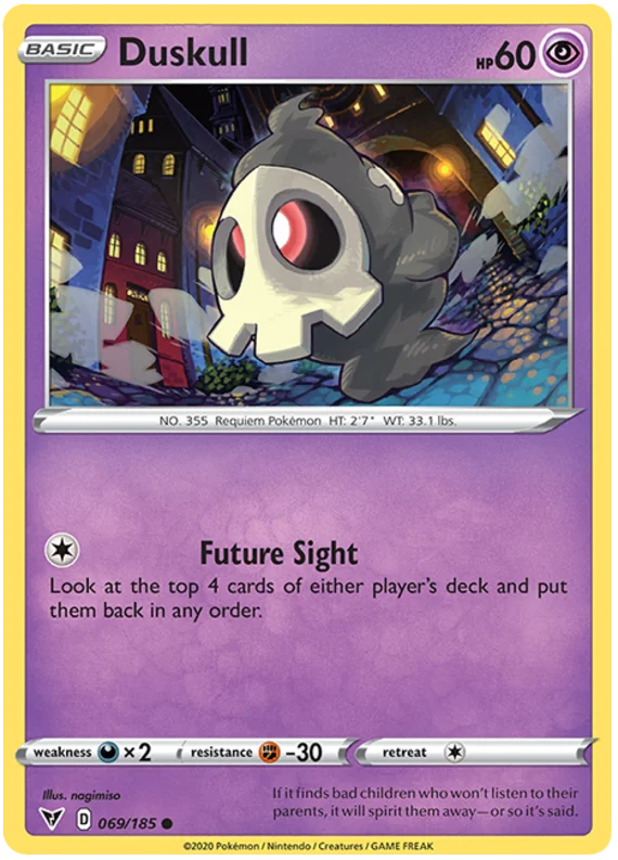 Duskull common Pokémon kaart nummer 069/185 uit de Vivid Voltage set