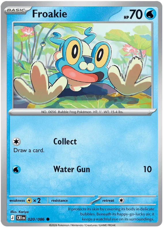 Froakie common Pokémon kaart nummer 020 uit de Chaos Rising set