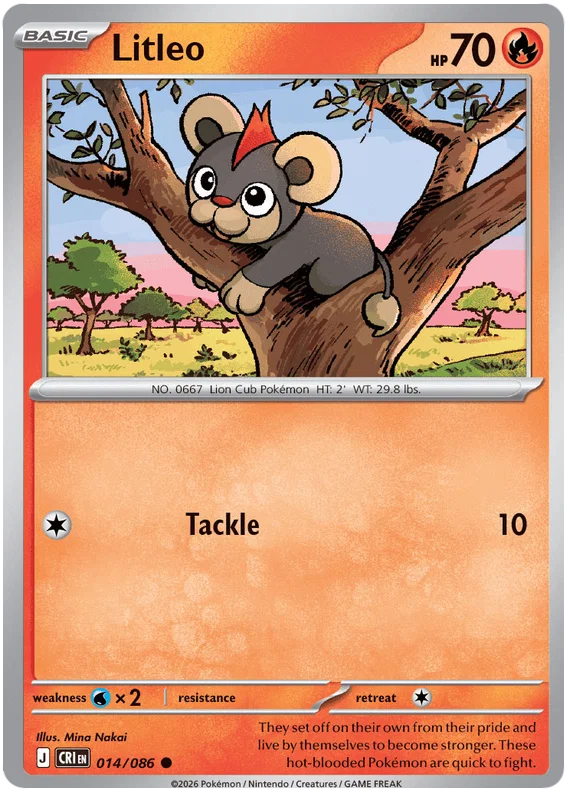 Litleo #014 common Pokémon kaart uit de Chaos Rising set