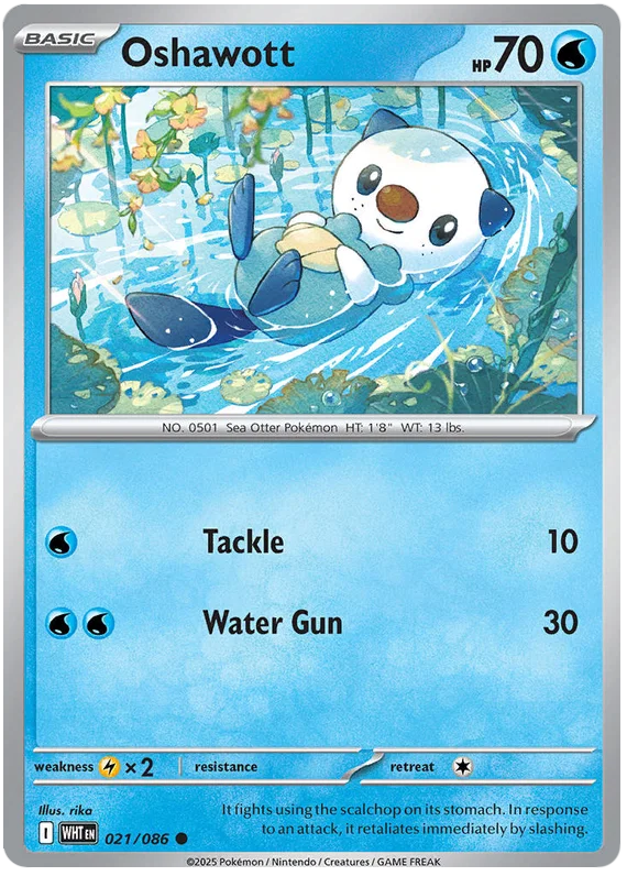 Pokémon kaart Oshawott #021 common uit de White Flare set
