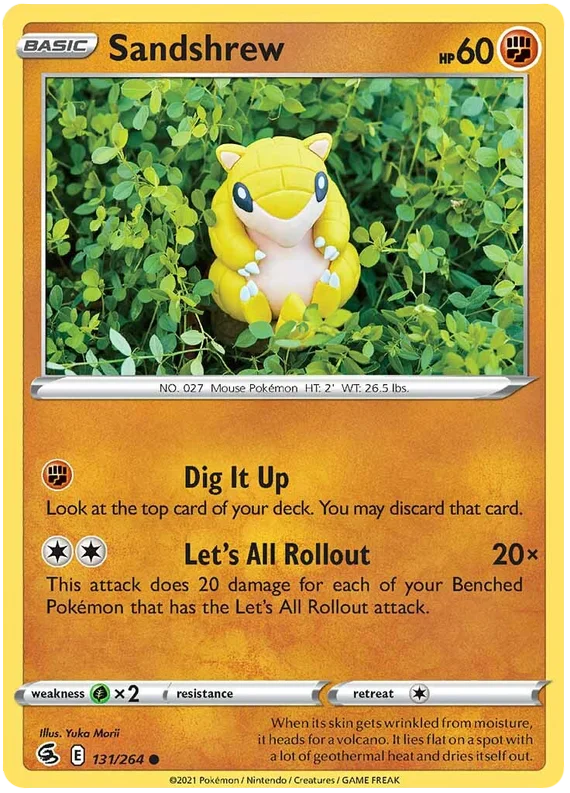 Sandshrew common Pokemon kaart uit Fusion Strike set nummer 131/264