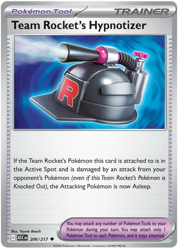 Pokémon kaart Team Rocket's Hypnotizer common uit de set Ascended Heroes, kaartnummer 206