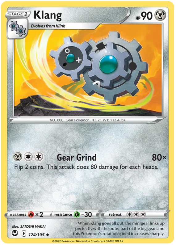 Klang common Pokémon kaart nummer 124 uit de Silver Tempest set