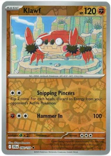 Klawf #090 reverse holo kaart uit de Pokémon Journey Together set