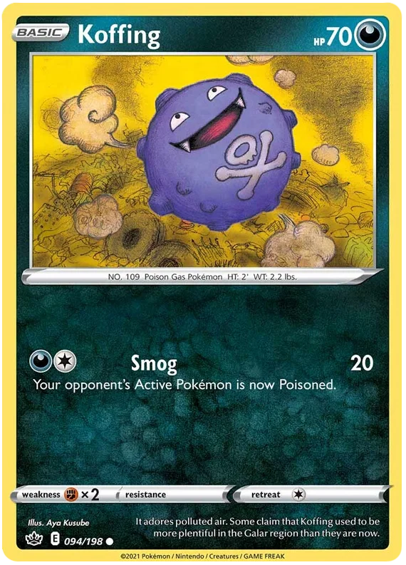 Pokemon kaart Koffing common 094/198 uit de Chilling Reign set