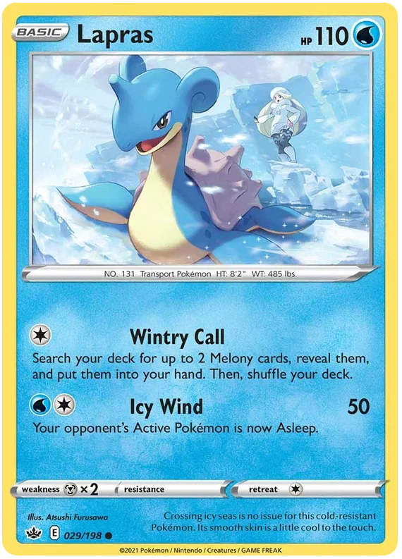 Lapras common Pokémon kaart nummer 029/198 uit de Chilling Reign set