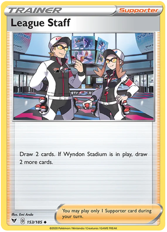 League Staff Trainer Supporter kaart uit Pokémon Vivid Voltage set, nummer 153/185