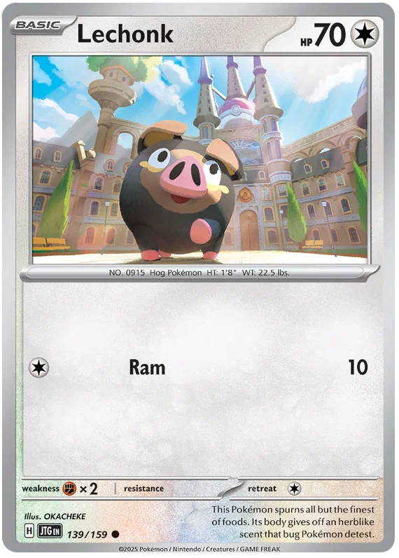 Pokémon Lechonk #139 common kaart uit de Journey Together set