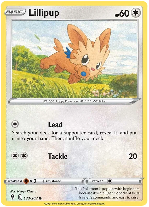 Lillipup common kaart 133/203 uit de Pokémon Evolving Skies set