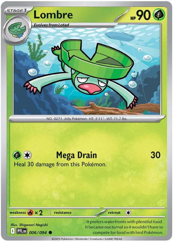 Pokémon kaart Lombre common #006 uit de Phantasmal Flames set