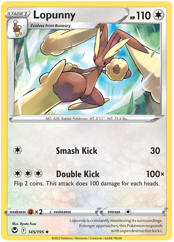 Lopunny common #145/195 losse Pokémon kaart uit de Silver Tempest set