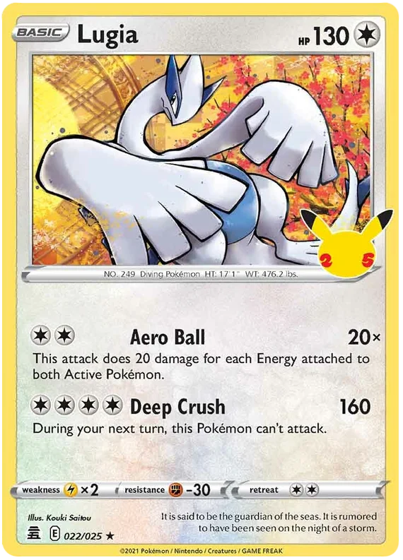 Pokémon Lugia Holo #022/025 Celebrations kaart met Pikachu-stempel