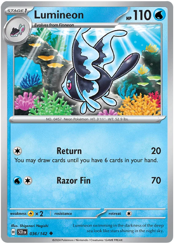 Lumineon #036 common Pokemon kaart uit de Stellar Crown set