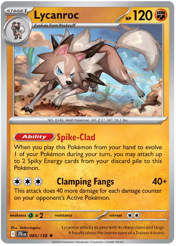 Lycanroc Holo kaart #085 uit de Pokémon Journey Together set