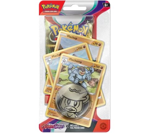 Pokémon Scarlet & Violet Machamp Premium Checklane Blister met promokaart en Pokémon munt
