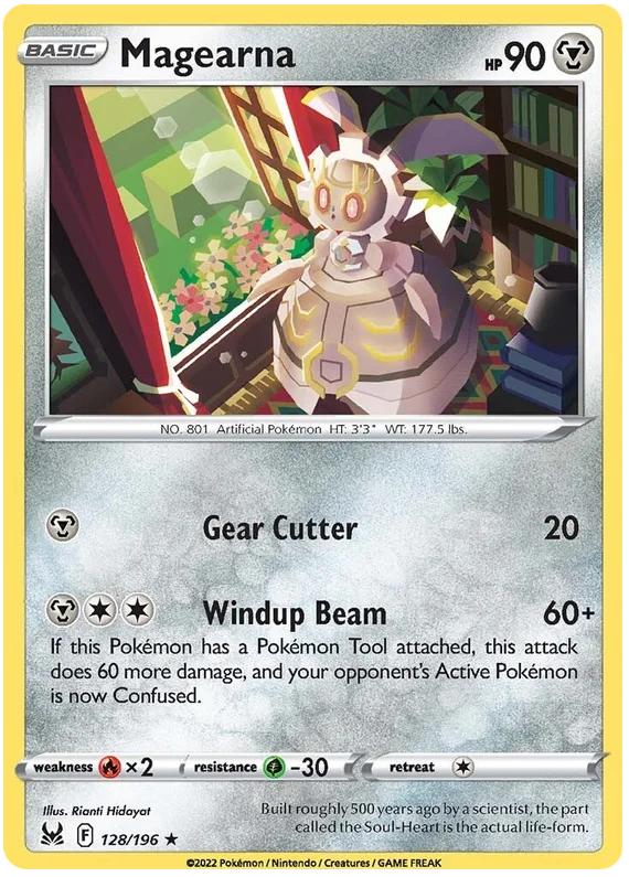 Magearna common Pokémon kaart nummer 128/196 uit Lost Origin set
