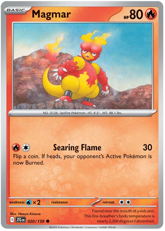 Magmar common Pokémon kaart nummer 020 uit de Journey Together set