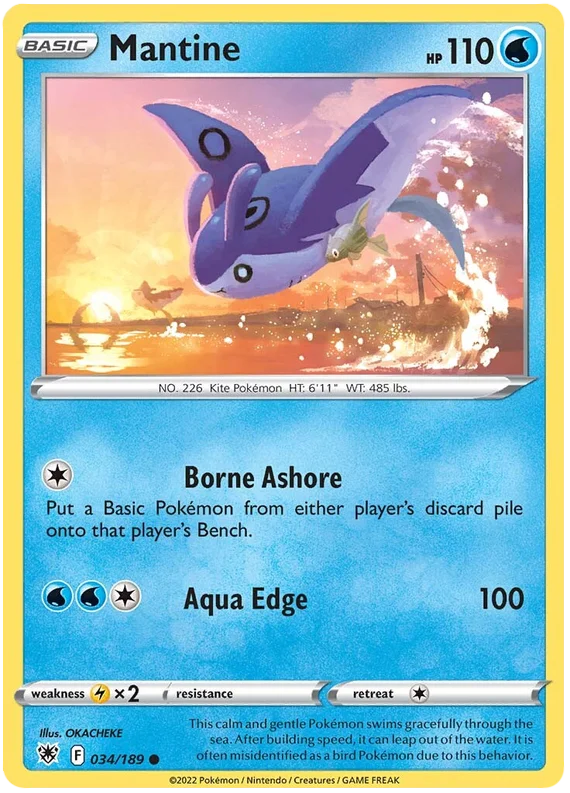 Pokémon Mantine kaart 034/189 uit de Astral Radiance set, common rariteit