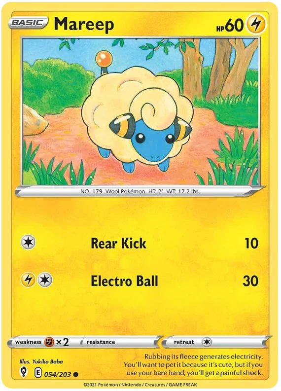 Mareep #054/203 common Pokémon kaart uit de Evolving Skies set