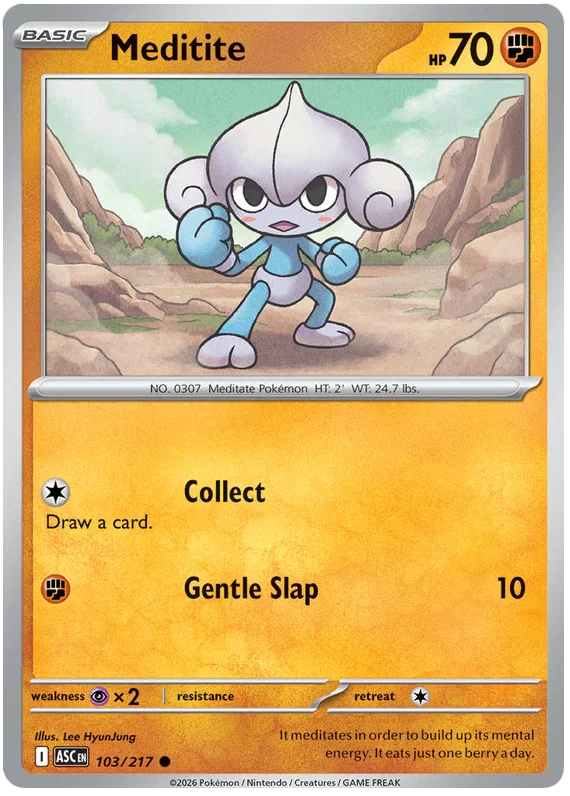 Pokémon Meditite #103 common kaart uit de Ascended Heroes set