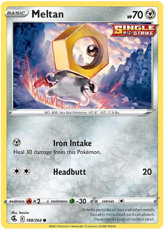 Pokémon Meltan #188/264 common kaart uit de Fusion Strike set