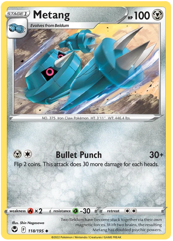 Metang common Pokémon kaart nummer 118 uit de Silver Tempest set