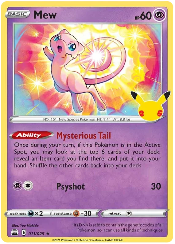 Mew Holo kaart nummer 011/025 uit de Pokémon Celebrations set