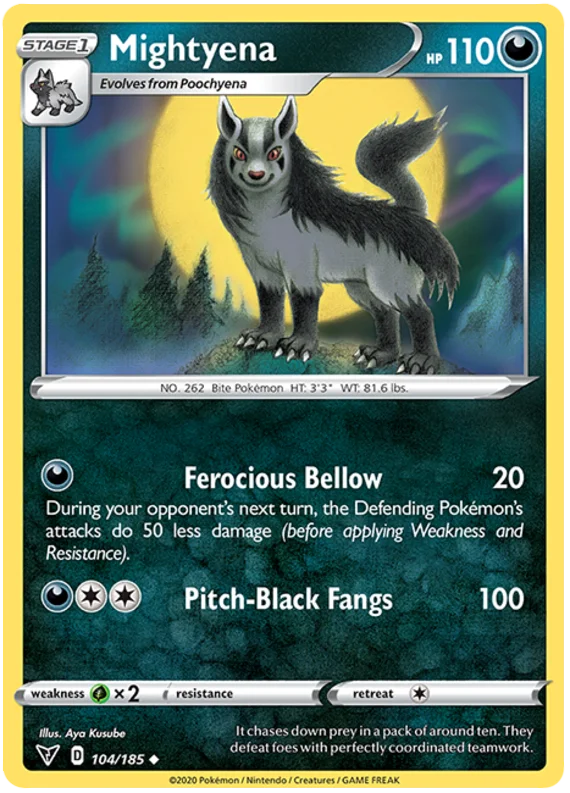 Pokémon Mightyena common kaart #104/185 uit Vivid Voltage set