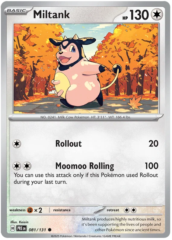 Pokémon Miltank common kaart nummer 081 uit Prismatic Evolutions set