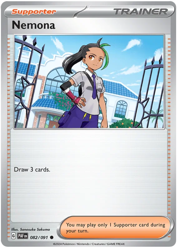 Nemona common kaart #082 uit de Pokémon Paldean Fates set