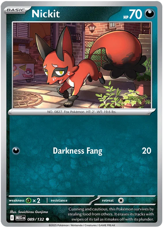 Pokémon Nickit common kaart #089 uit de Mega Evolution set