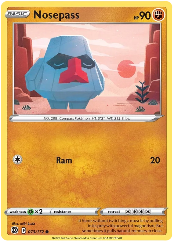 Pokémon Nosepass common kaart 073/172 uit de Brilliant Stars set