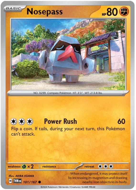Nosepass common kaart #101 uit de Pokémon Twilight Masquerade set