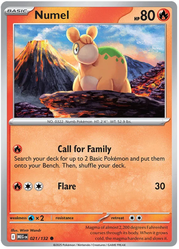 Pokémon Numel common kaart #021 uit de Mega Evolution set