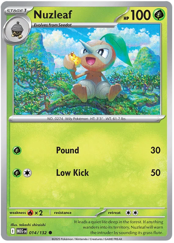 Pokémon Nuzleaf #014 common kaart uit de Mega Evolution set