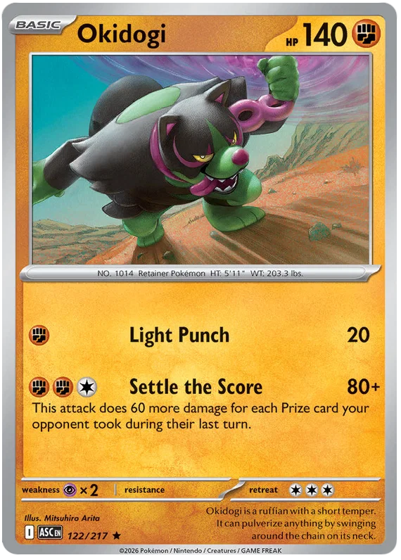 Pokémon Okidogi Holo kaart nummer 122 uit de Ascended Heroes set