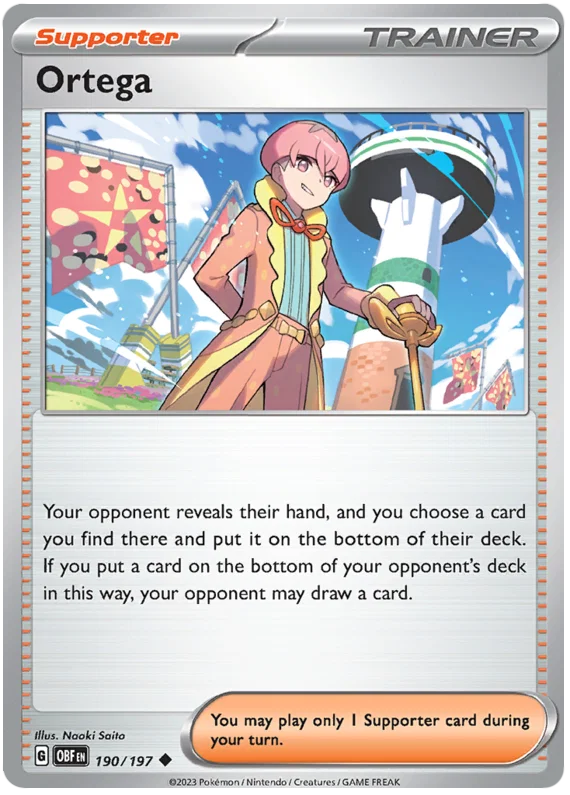 Pokémon Ortega common trainerkaart #190 uit de Obsidian Flames set