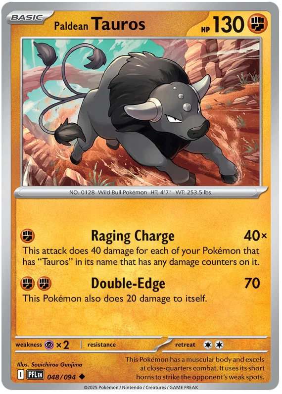 Pokémon Paldean Tauros #048 common kaart uit de Phantasmal Flames set