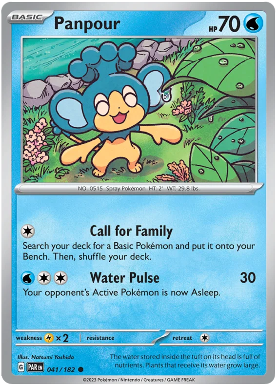 Pokémon Panpour #041 common kaart uit de Paradox Rift set