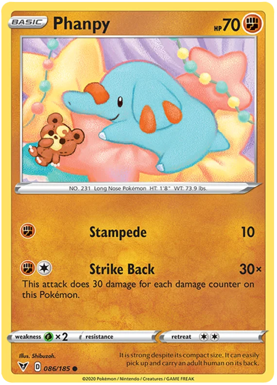 Phanpy 086/185 common Pokémon kaart uit Vivid Voltage set