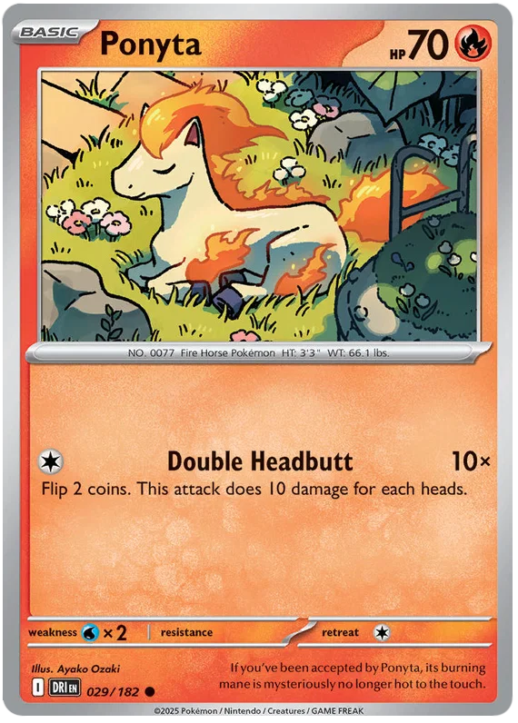 Ponyta common kaart nummer 029 uit de Pokémon Destined Rivals set