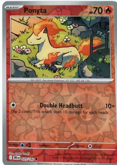 Ponyta Reverse Holo kaart #029 uit de Pokémon Destined Rivals set