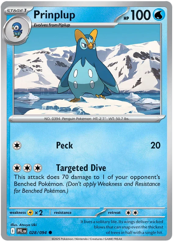 Prinplup common kaart #028 uit de Pokémon set Phantasmal Flames
