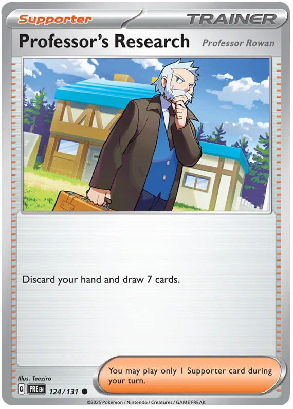 Pokémon Professor's Research #124 common kaart uit Prismatic Evolutions