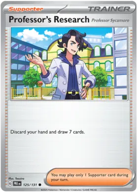 Professor's Research trainerkaart #125 uit Pokémon Prismatic Evolutions set