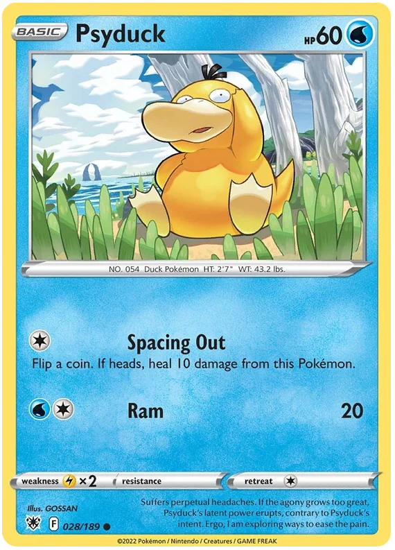 Psyduck common kaart #028/189 uit de Pokémon Astral Radiance set